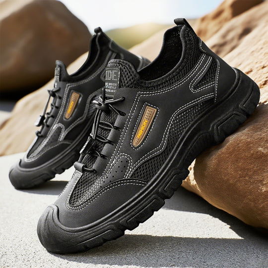 Herren nan robuster Mesh-Trekkingschuh mit verstärkter Gummizehenkappe, Schnellzug-Schnürung und griffiger Profilsohle Shop Nory