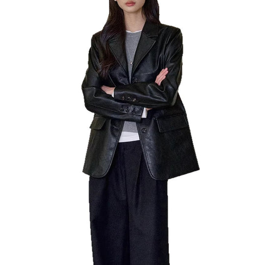 Damen Modischer Lederblazer Shop Nory