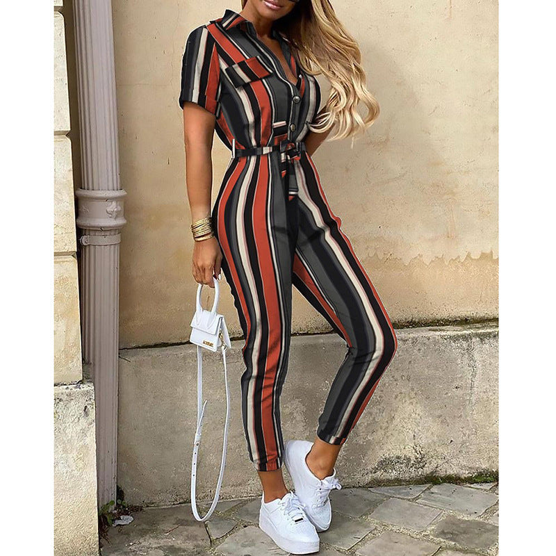 Damen Kurzarm-Utility-Overall mit Taillenbindegürtel und schmalem Joggerbein Shop Nory