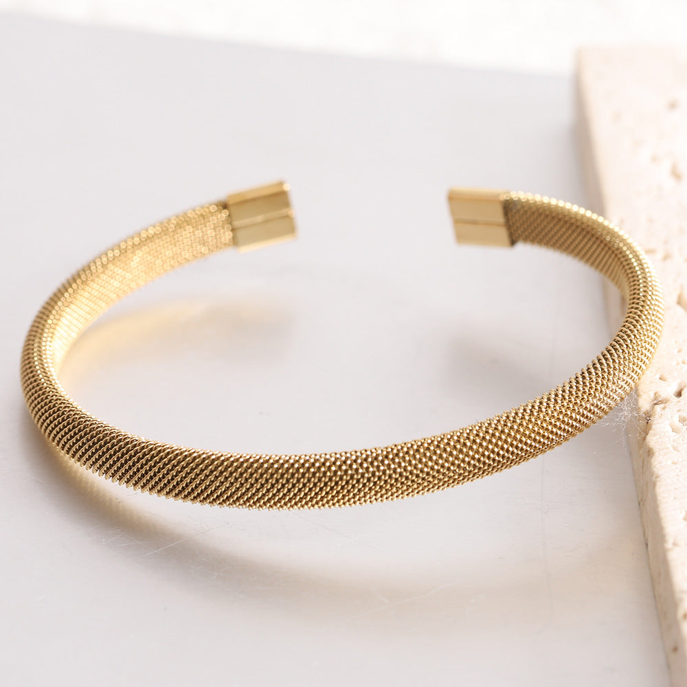 Damen Offenes Armreif mit feinem Netzdesign Shop Nory