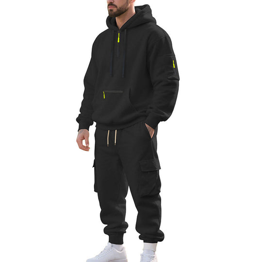 Herren Zweiteiliger Performance-Jogginganzug mit Kapuzen-Hoodie, wasserabweisenden Reißverschlüssen und Cargo-Jogger Shop Nory