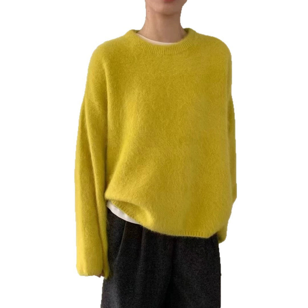 Damen Flauschiger Pullover mit überschnittenen Schultern und weitem Schnitt