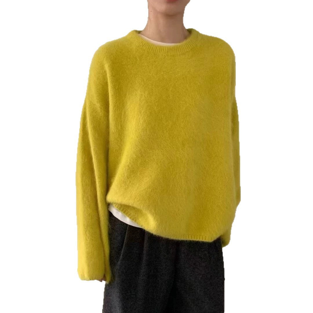 Damen Flauschiger Pullover mit überschnittenen Schultern und weitem Schnitt