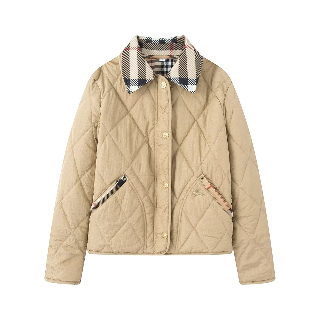 Damen Steppjacke mit karierter Kragen- und Taschenblende Shop Nory