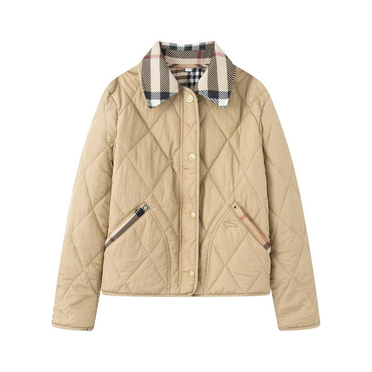 Damen Steppjacke mit karierter Kragen- und Taschenblende Shop Nory