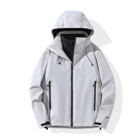 Herren Softshell-Hybridjacke mit Kapuze, getapten Reißverschlüssen und verstellbarem Saum Shop Nory