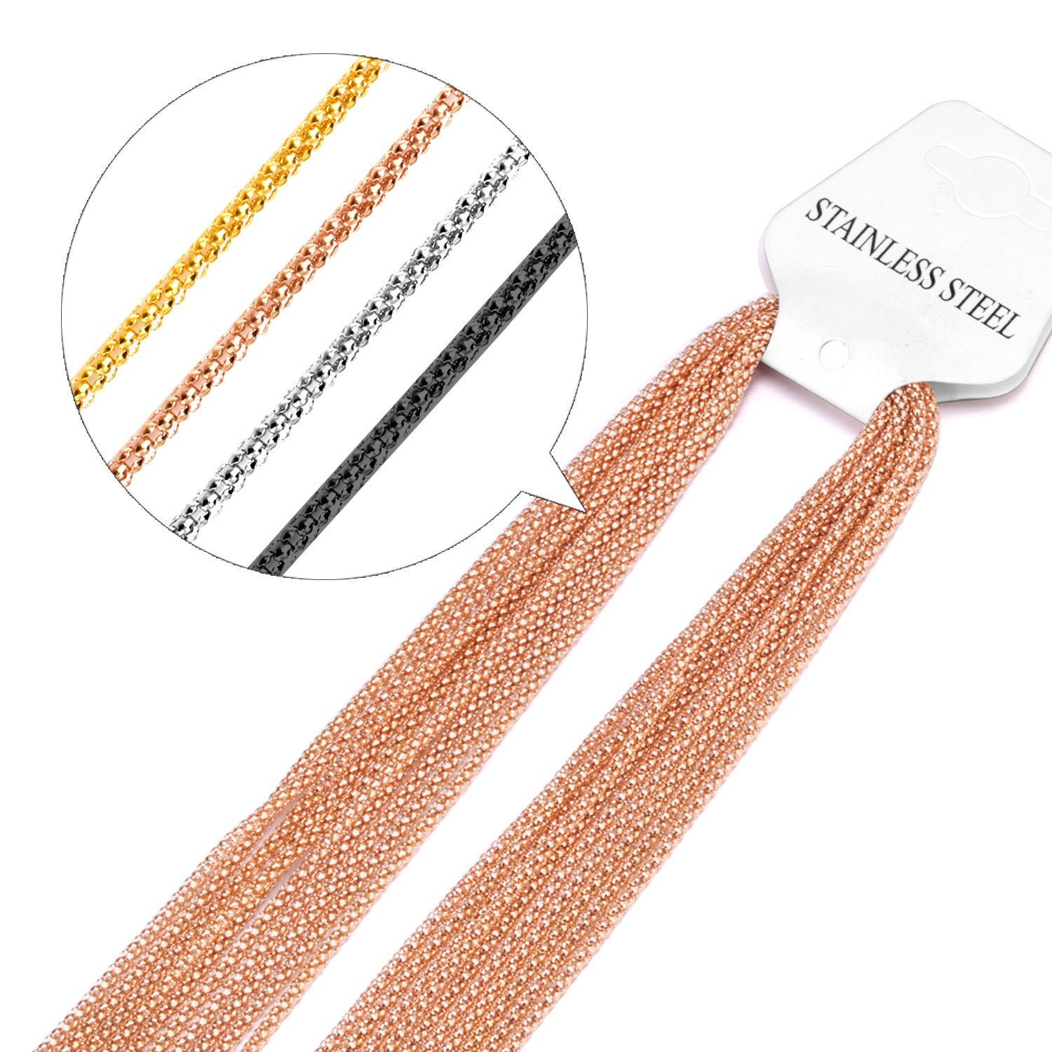 Damen Edelstahl Kette mit verschiedenen Oberflächenstrukturen Shop Nory