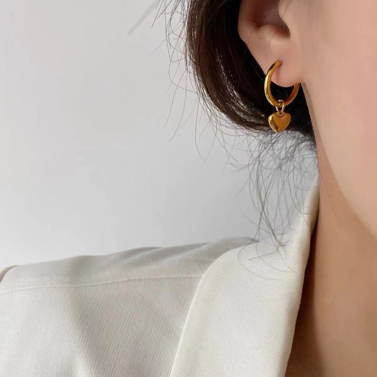 Damen Herz Charm Hoops Ohrringe Shop Nory