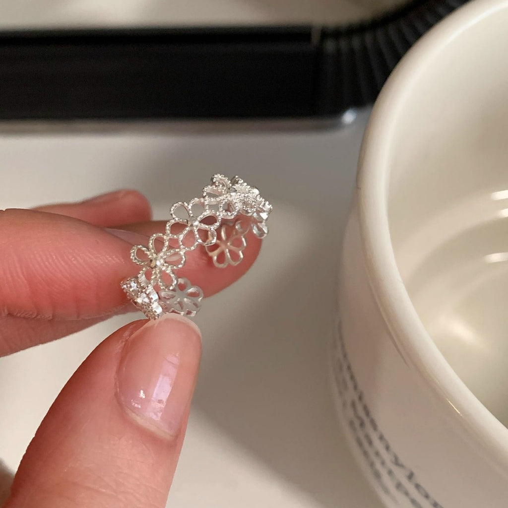 Damen filigraner Silberring im floralen Design Shop Nory