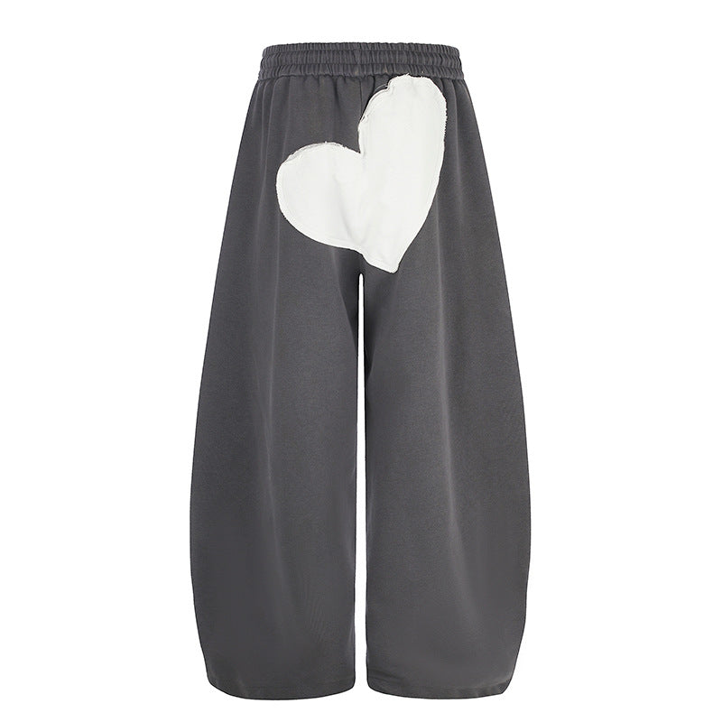 Damen weite Culotte-Sweathose mit elastischem Bund und Herz-Applikation Shop Nory