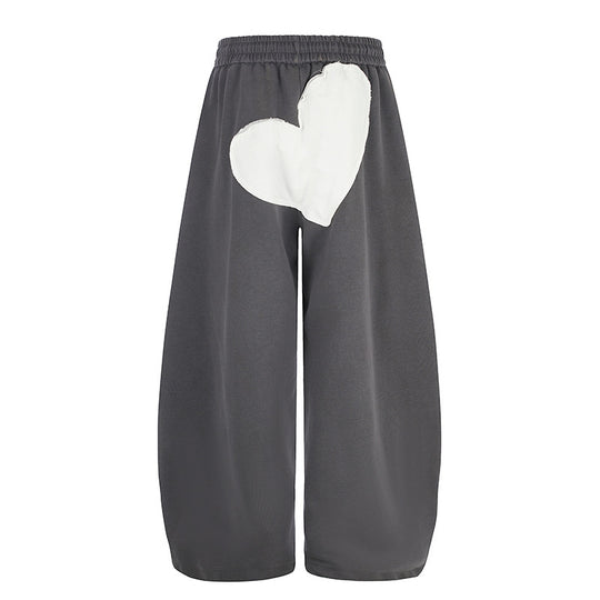 Damen weite Culotte-Sweathose mit elastischem Bund und Herz-Applikation Shop Nory