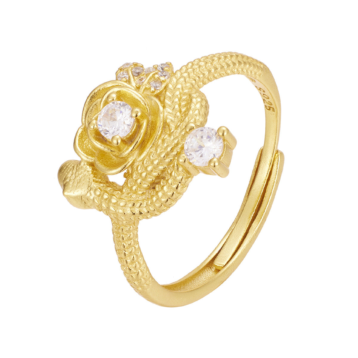 Damen Ring mit kunstvollem Rosendesign und funkelnden Kristallen Shop Nory