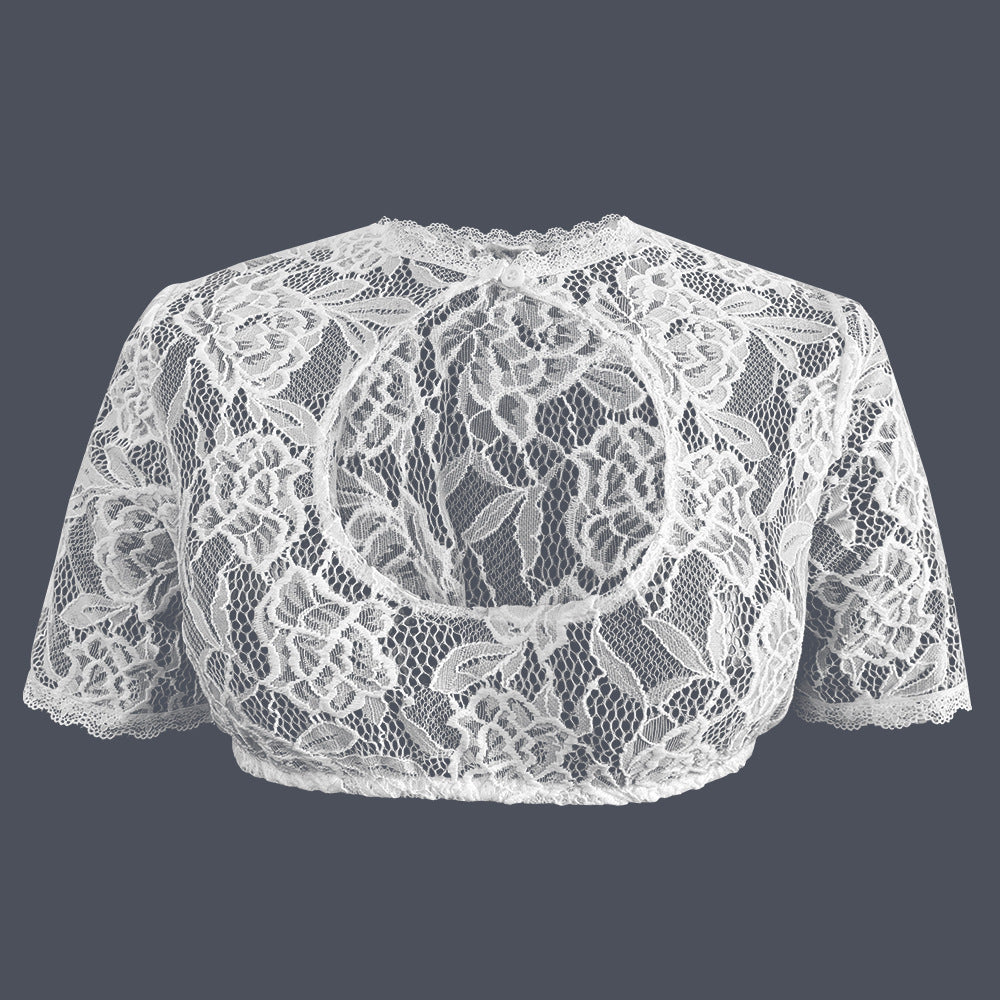 Damen nan Spitzenbolero mit hohem Kragen und kurzen Ärmeln Shop Nory