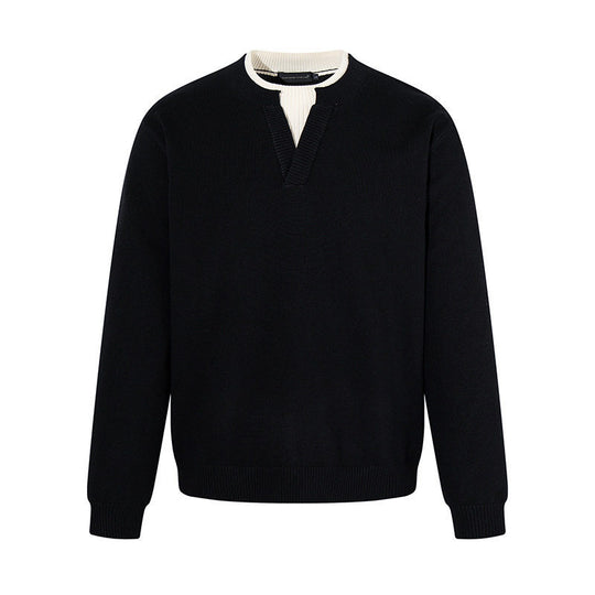 Herren Feinstrick-Pullover mit V‑Schlitzkragen und Rippabschluss Shop Nory