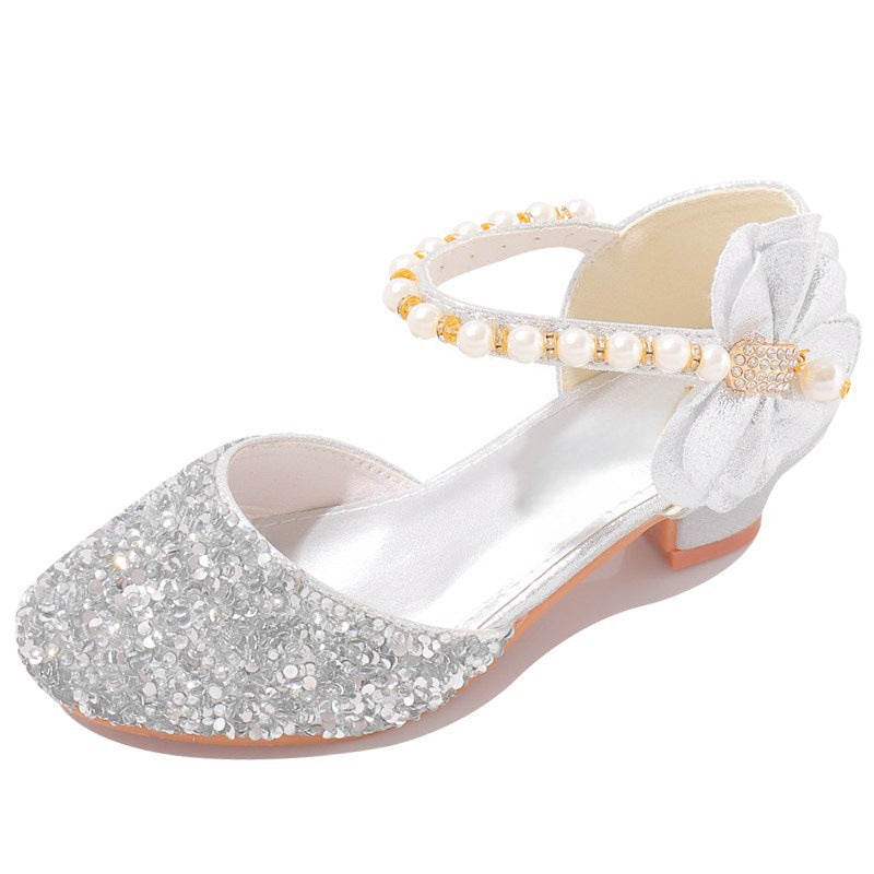 Damen Elegante und funkelnde Mittelabsatzschuhe mit Perlen- und Schleifendetails