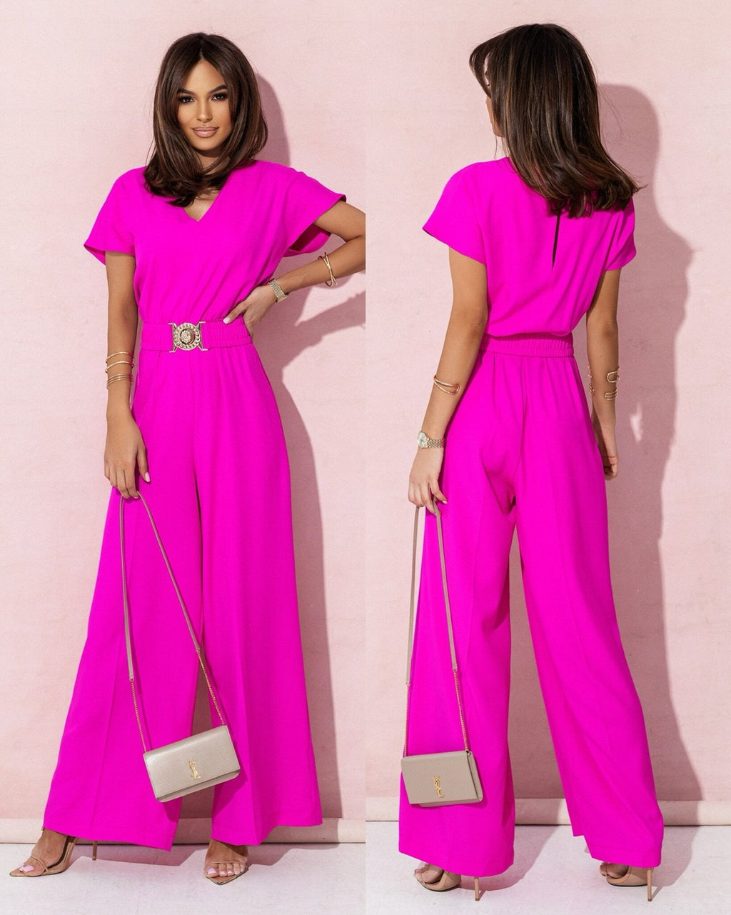 Damen Jumpsuit mit weitem Bein und trendigem Gürtel