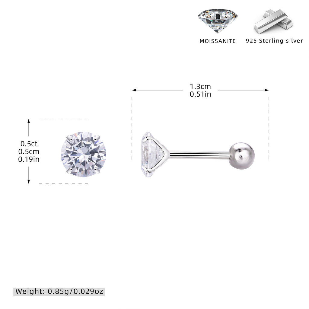 Damen Piercing mit funkelndem Moissanit und hochwertigem 925 Sterling Silber Shop Nory