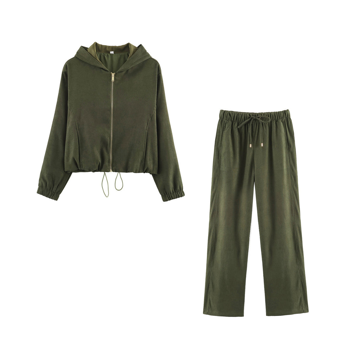 Damen weite Loungehose aus Veloursoptik mit Kordelzug und Eingrifftaschen Shop Nory