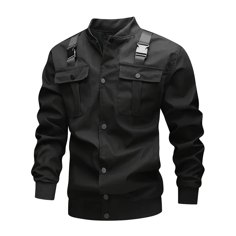 Herren Bomberjacke im Utility‑Stil mit Schulterträgern, Druckknopfleiste & Pattentaschen Shop Nory