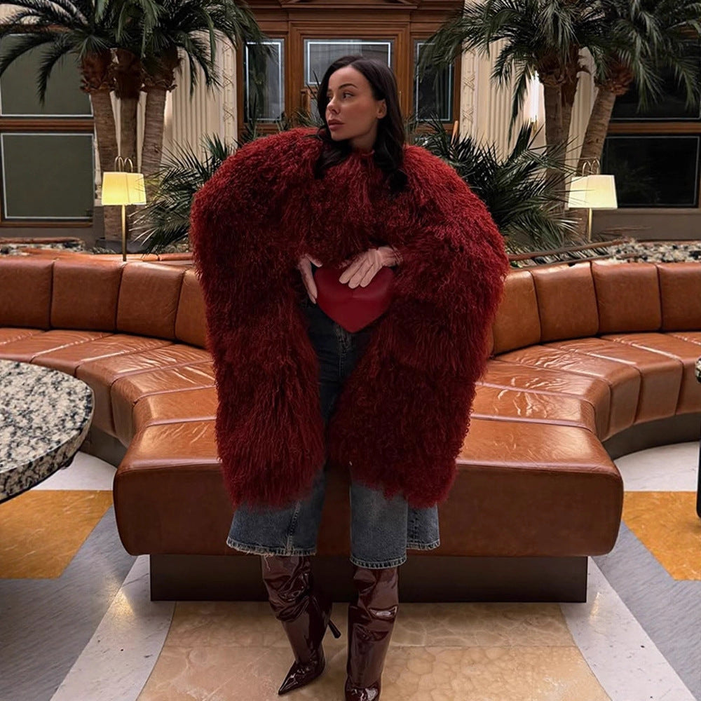 Damen Extravaganter Oversize-Fauxfur-Mantel mit langfloriger Lockenstruktur Shop Nory