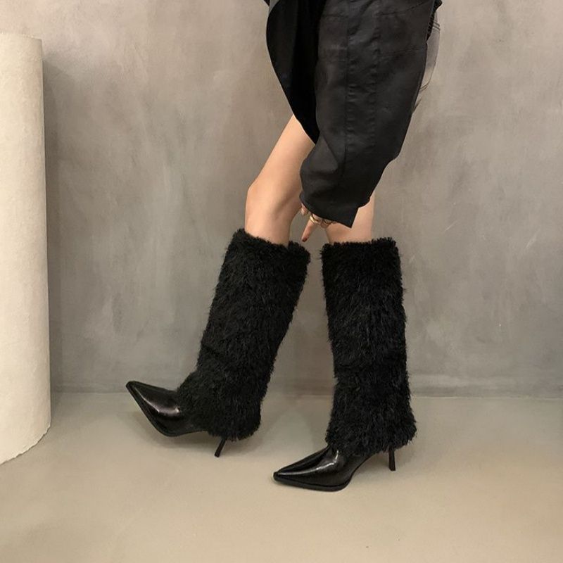 Damen Overknee‑Stiefelstulpen aus kuscheligem Kunstfell mit elastischem Schaft Shop Nory