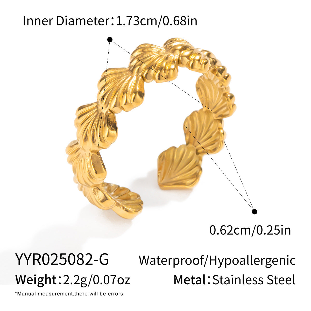 Damen Statement-Ring aus hypoallergenem Edelstahl mit elegantem Blätterdesign Shop Nory