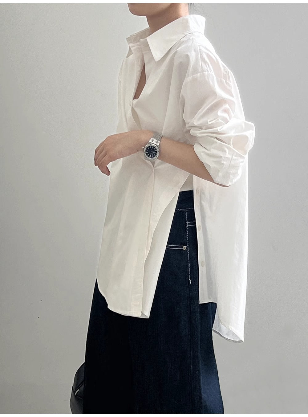 Damen Oversize-Hemdbluse mit asymmetrischem Saum und überschnittener Schulter Shop Nory