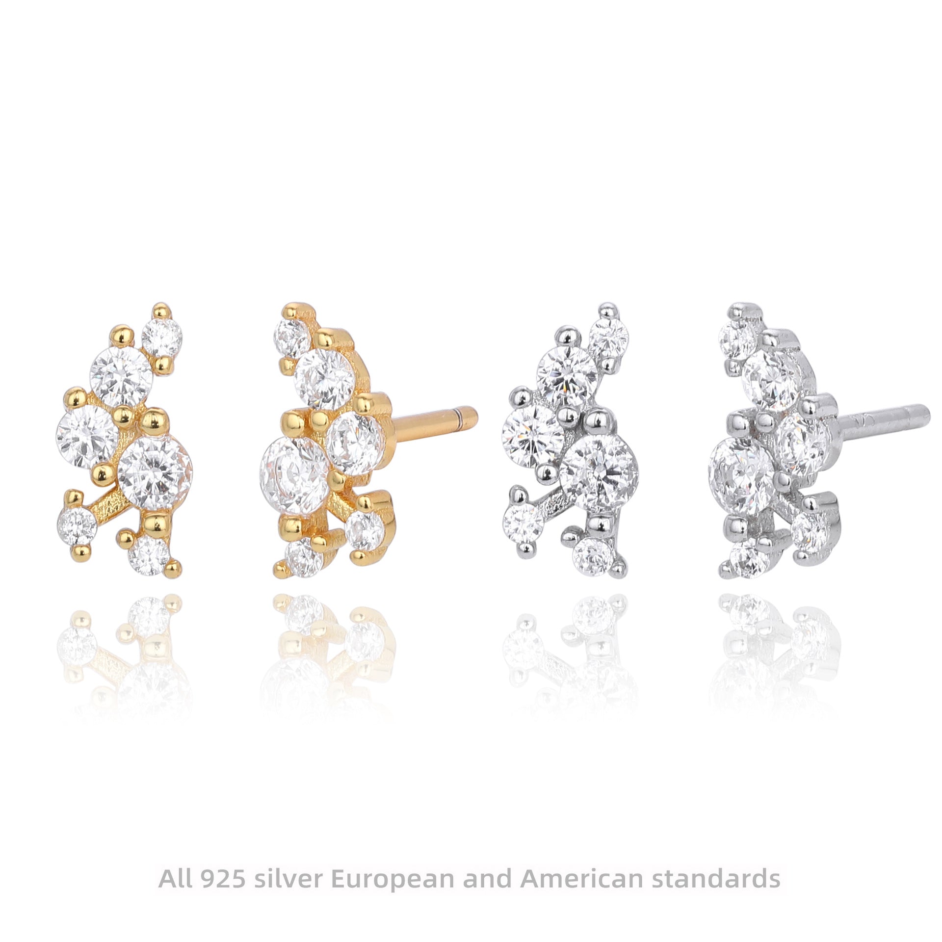 Damen Ohrringe mit funkelndem Zirkon in goldfarbener Fassung Shop Nory