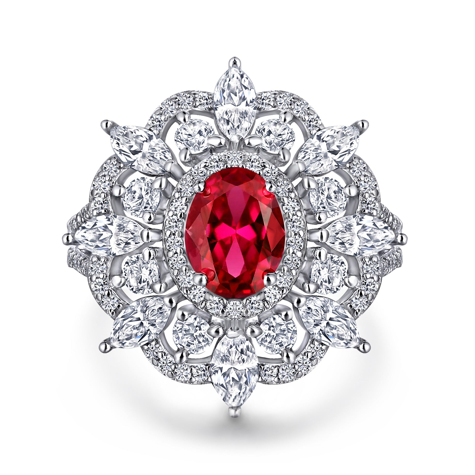 Damen Eleganter und funkelnder Verlobungsring mit ovalem Diamanten Shop Nory