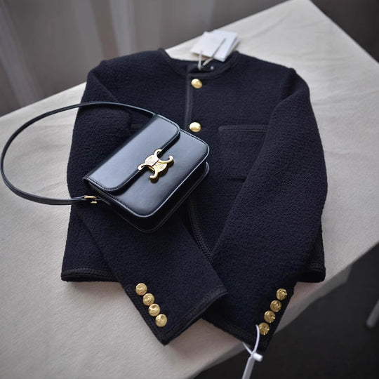 Damen Modische Boucléjacke mit goldenen Knöpfen Shop Nory