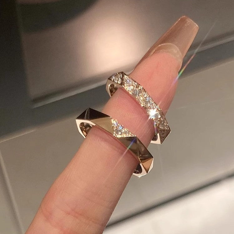 Damen eleganter geometrischer Ring aus poliertem Edelstahl Shop Nory