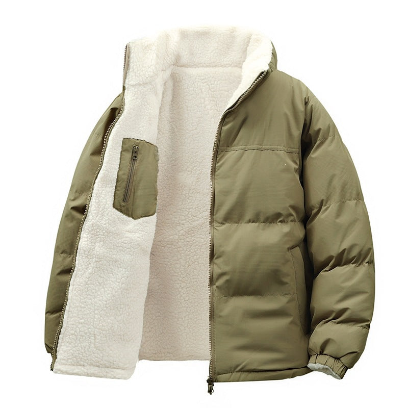 Unisex Wattierte Bomberjacke mit Teddyfutter und verdeckten Innentaschen Shop Nory