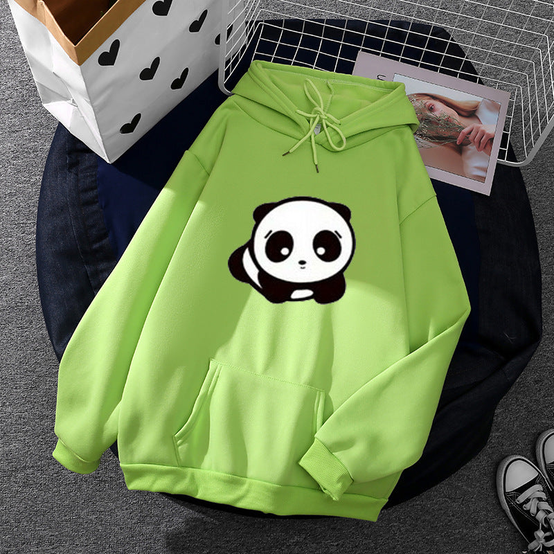 Damen nan kuscheliger Oversize-Kapuzenpullover im Streetwear-Cut mit Kängurutasche und niedlicher Panda-Motivstickerei Shop Nory