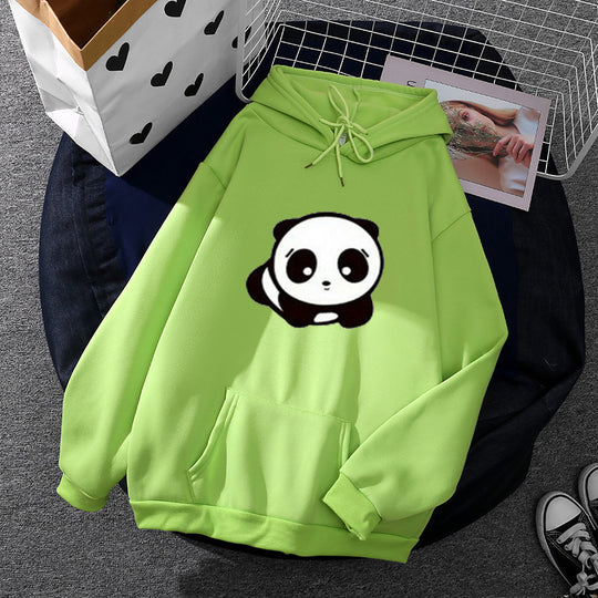 Damen nan kuscheliger Oversize-Kapuzenpullover im Streetwear-Cut mit Kängurutasche und niedlicher Panda-Motivstickerei Shop Nory
