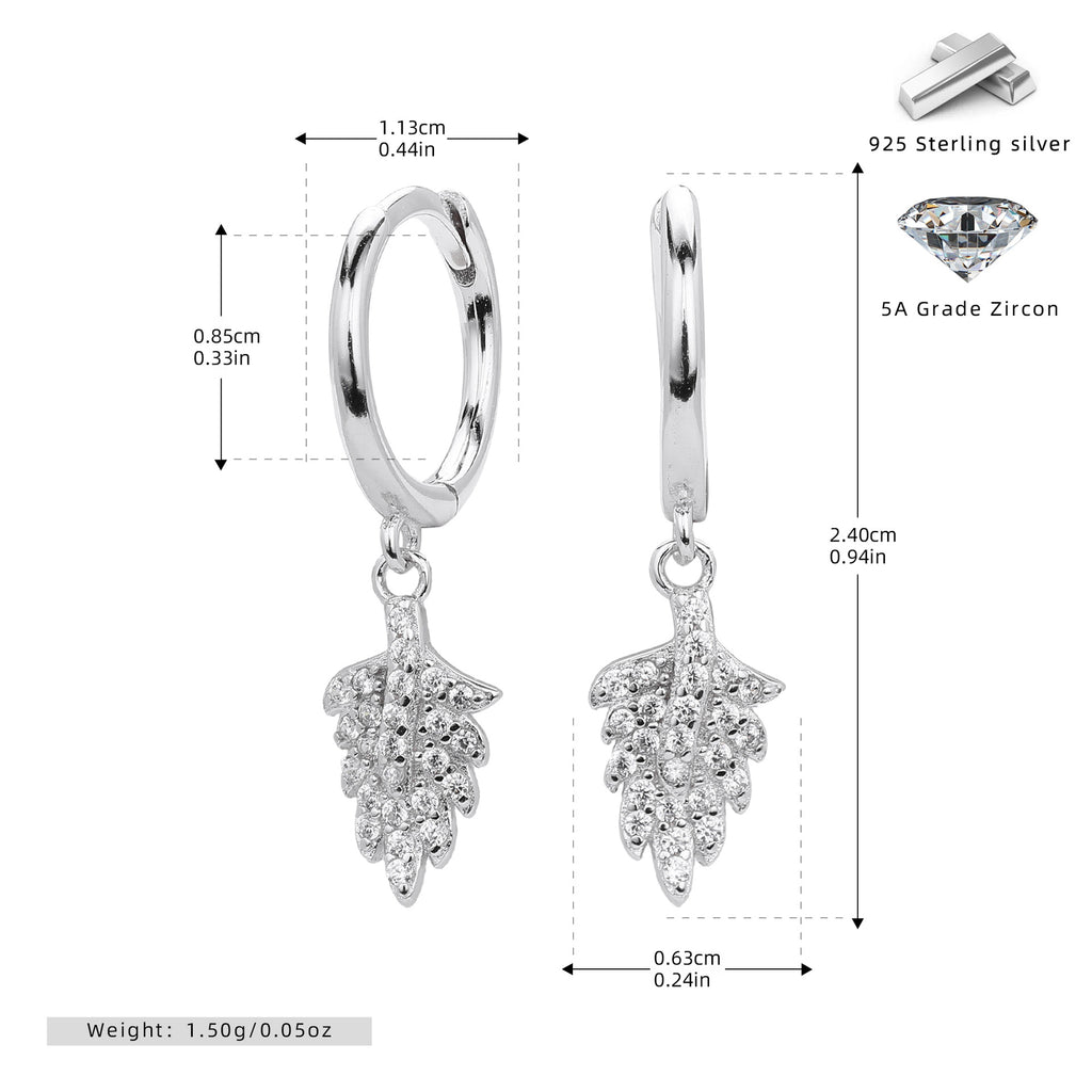 Damen Ohrhänger mit Blattmotiv aus hochwertigem 925 Sterlingsilber und funkelnden Zirkonia Shop Nory