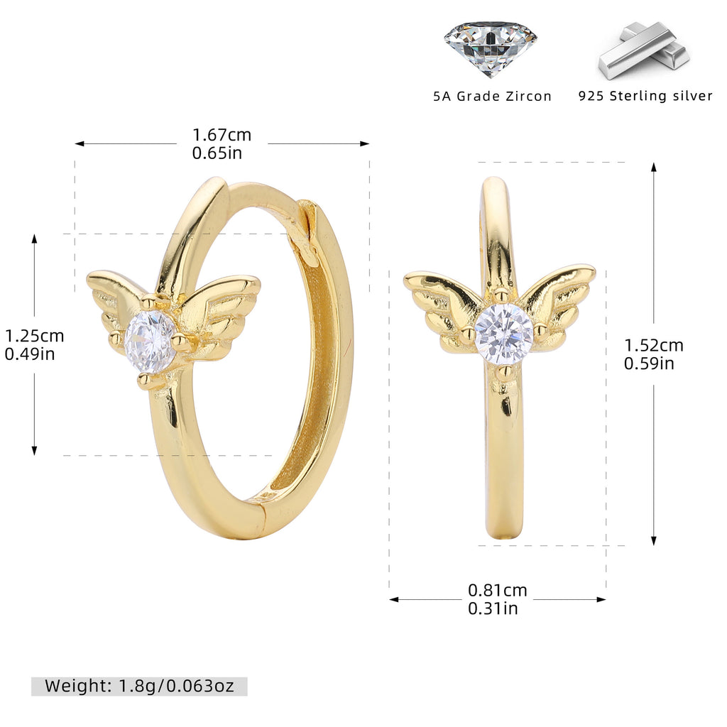 Damen Ohrhänger mit stilvollem Flügel-Design aus 925 Sterling Silber und funkelndem Zirkon Shop Nory