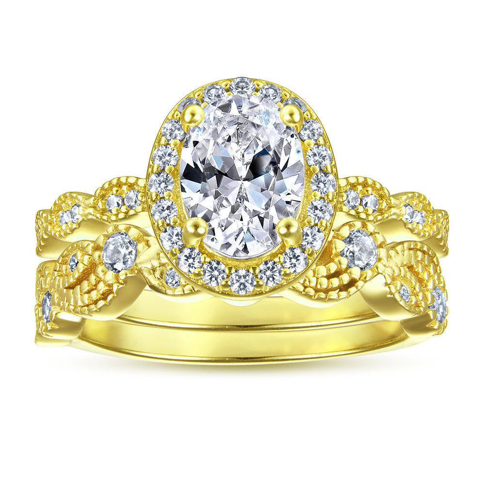 Damen Eleganter und funkelnder Verlobungsring mit ovalem Diamanten Shop Nory