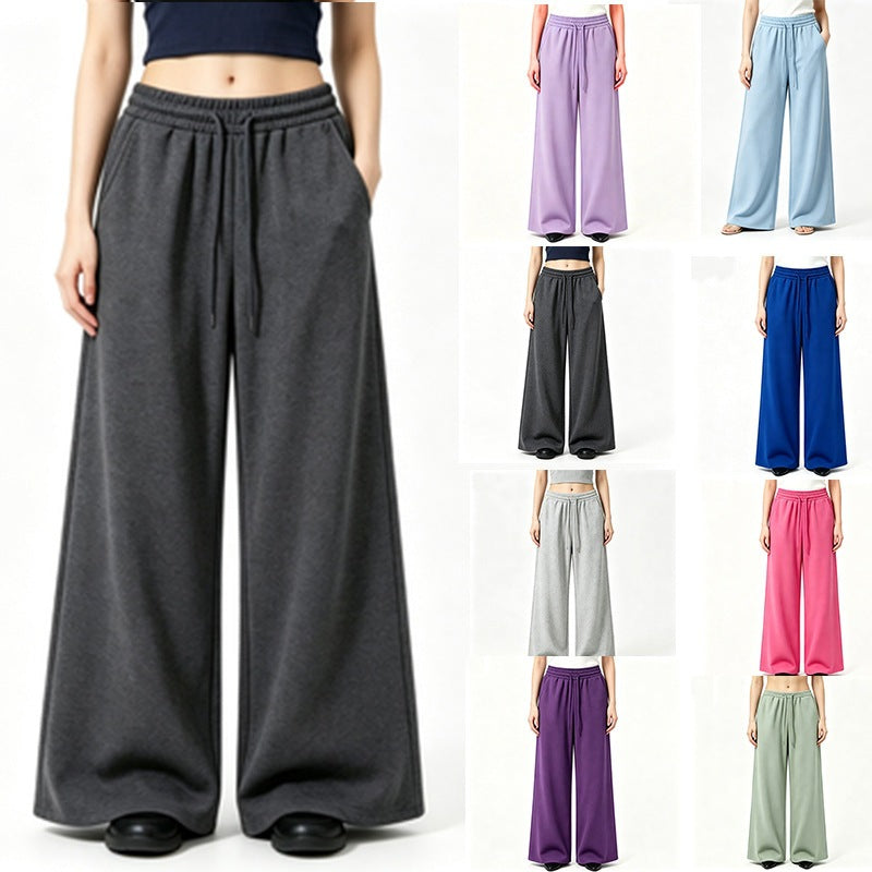 Damen nan weite High-Waist Loungehose mit elastischem Bund, Kordelzug und fließendem Jersey Shop Nory