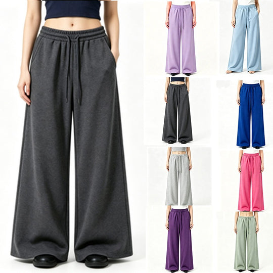 Damen nan weite High-Waist Loungehose mit elastischem Bund, Kordelzug und fließendem Jersey Shop Nory