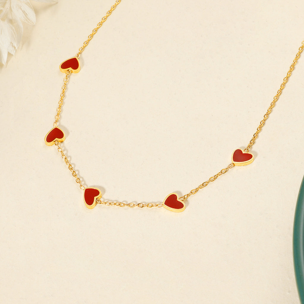 Damen Edelsteinkette mit herzförmigen Anhängern Shop Nory