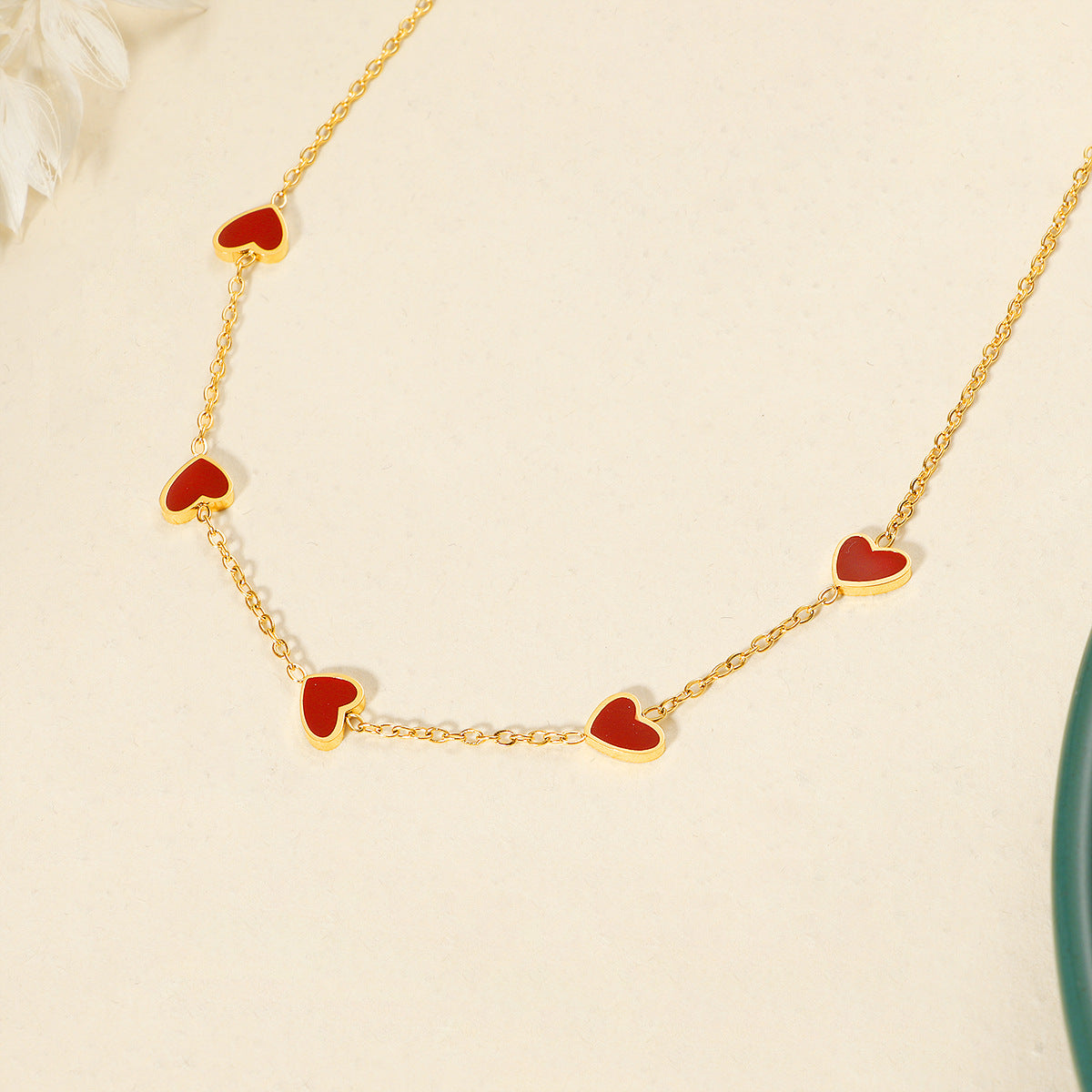 Damen Edelsteinkette mit herzförmigen Anhängern Shop Nory