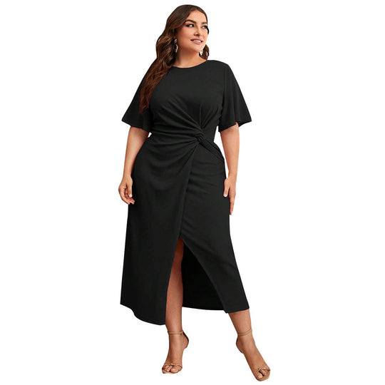 Damen Midikleid mit elegantem Knotendesign und modischem Schlitz