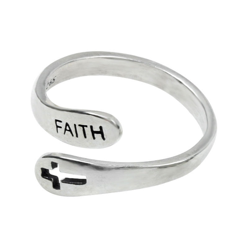 Damenring mit inspirierendem Schriftzug und künstlerischem Kreuz-Design Shop Nory