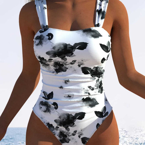 Damen Einteiler Badeanzug mit femininem Floral-Muster und komfortablem Schnitt