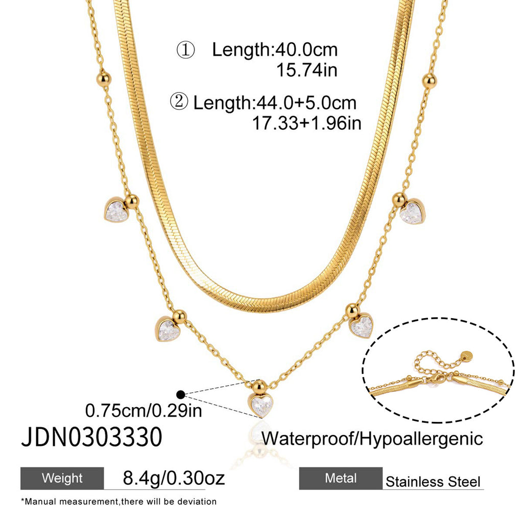 Damen Halskette mit herzförmigen Zirkonia-Anhängern und hochwertiger Edelstahlverarbeitung Shop Nory