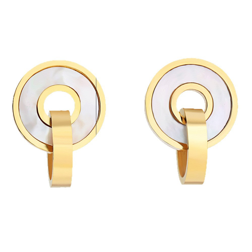 Damen Ohrhänger mit modernem, geometrischem Design und elegantem Perlmuttbesatz Shop Nory