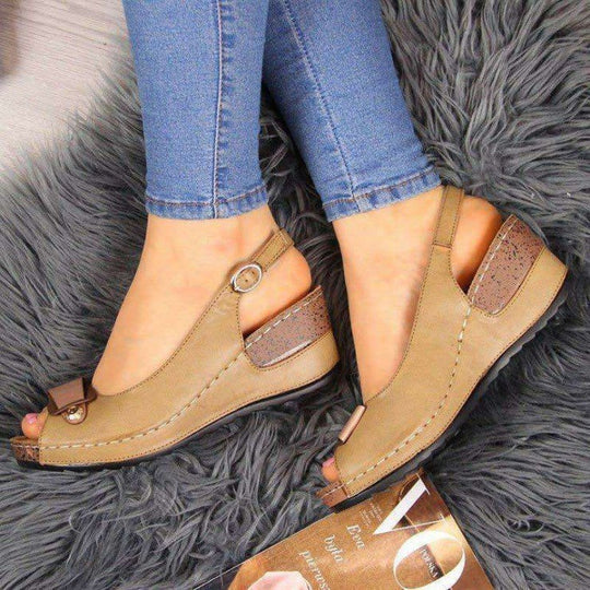 Damen Keil‑Slingback‑Sandalen mit gepolstertem Komfortfußbett und Zierschleife Shop Nory