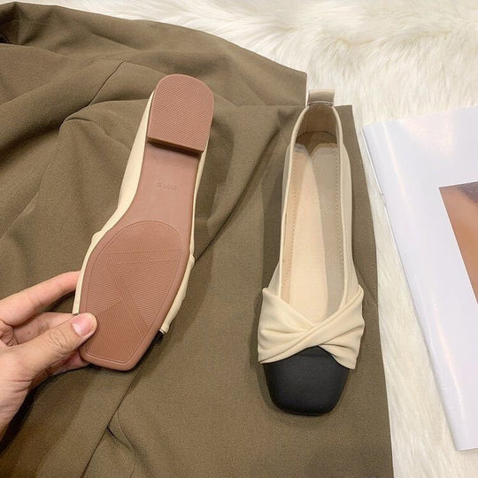 Damen Ballerinas mit modernem Knotendesign und kontrastierender Sohle Shopnory
