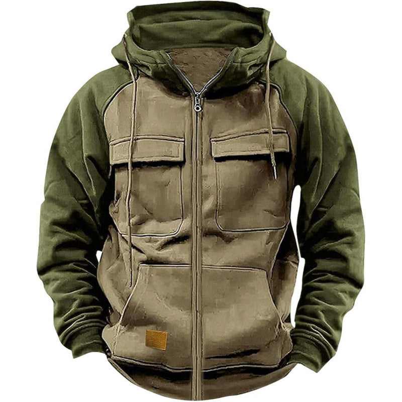 Herren Kapuzenjacke mit Cargo-Taschen und durchgehendem Reißverschluss Shop Nory