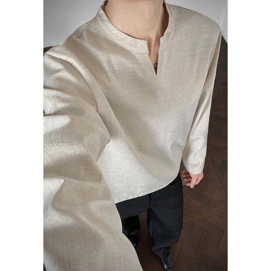 Herren Elegantes Langarm-Oberteil mit Stehkragen Shop Nory